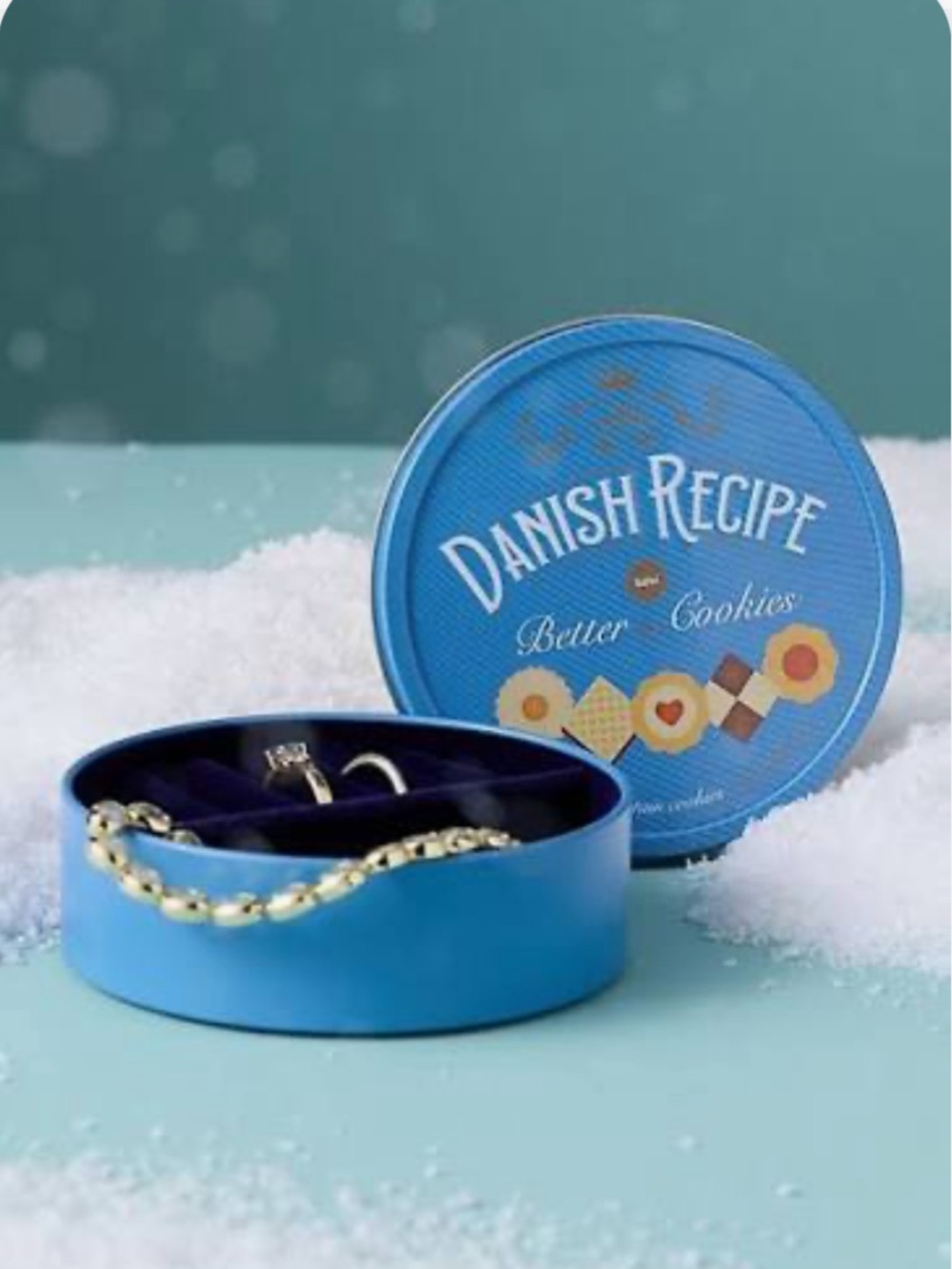 Anthropologie Jewelry Box Sweets Tin Danish Cookies Trinket Container New